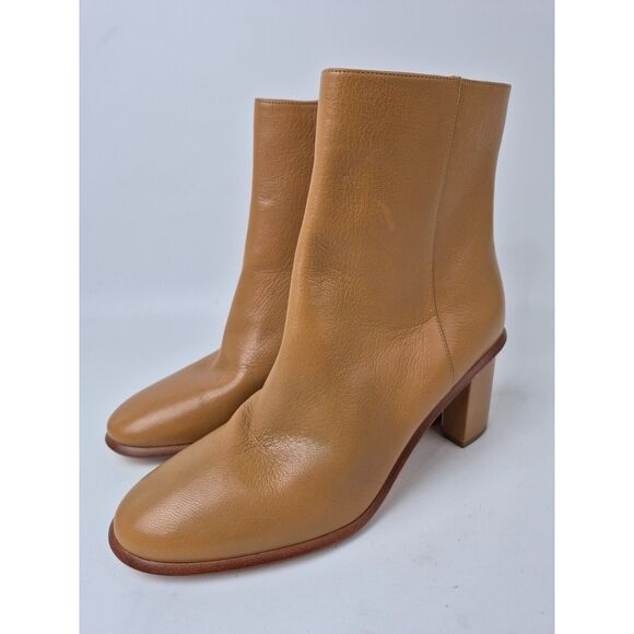 Tory Burch Women's Brown Brooke Stamped Heel Leather Bootie Size 9.5 US - Picture 2 of 7